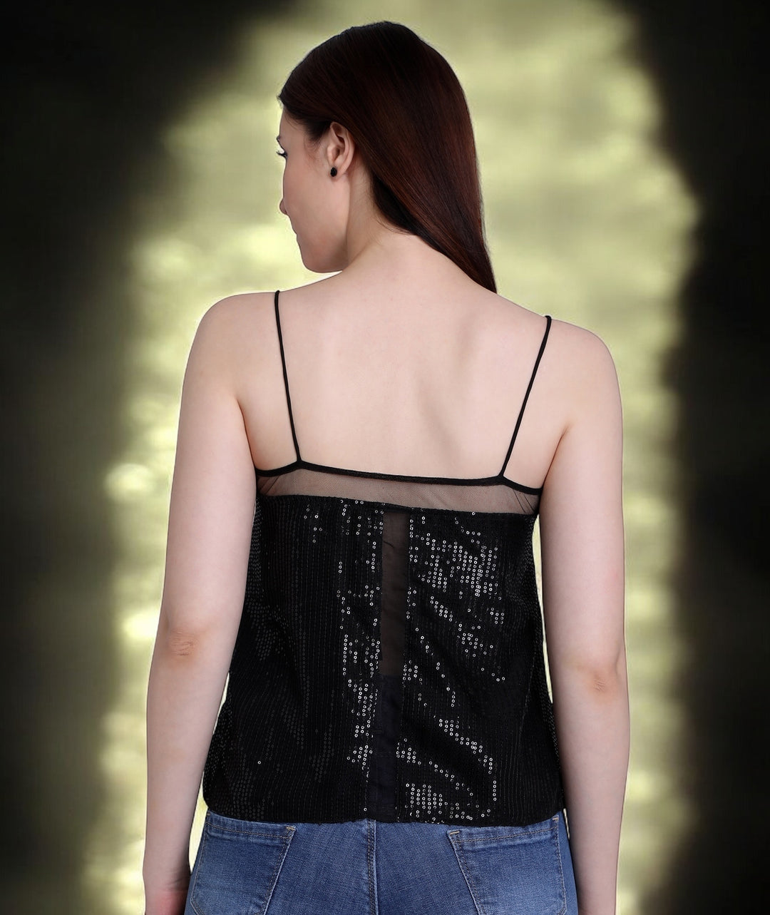 Black Sequins Camisole Top