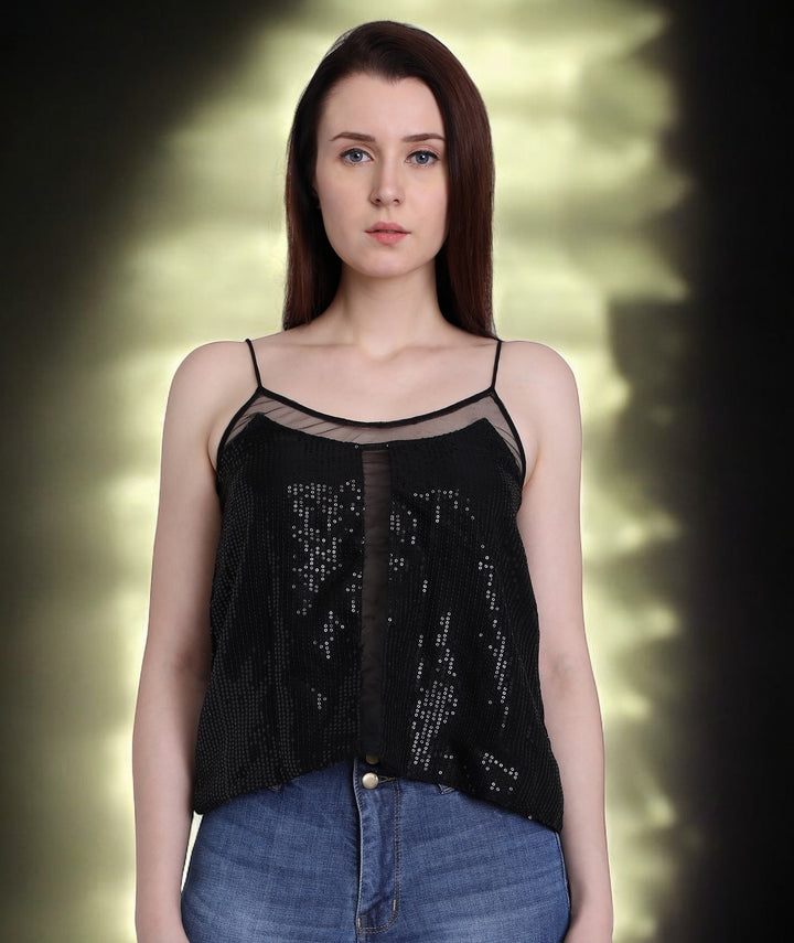 Black Sequins Camisole Top