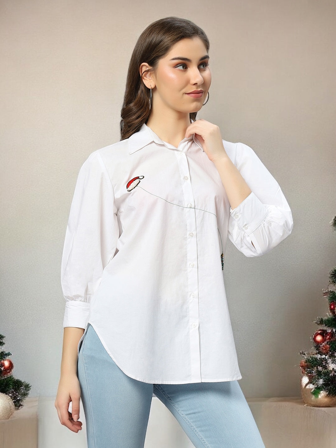 Christmas Cotton Shirt Dress