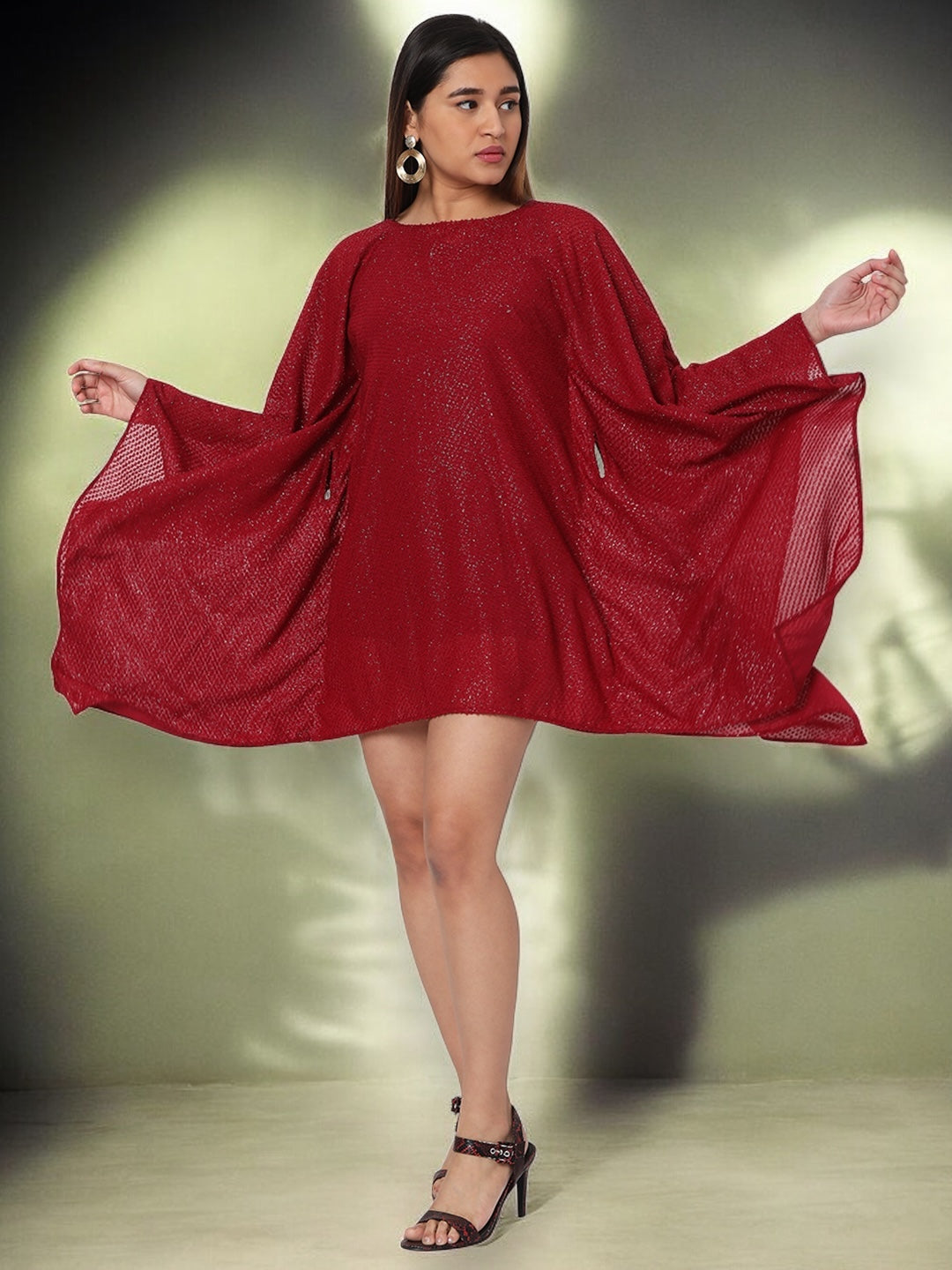 Maroon Shimmer Kaftan