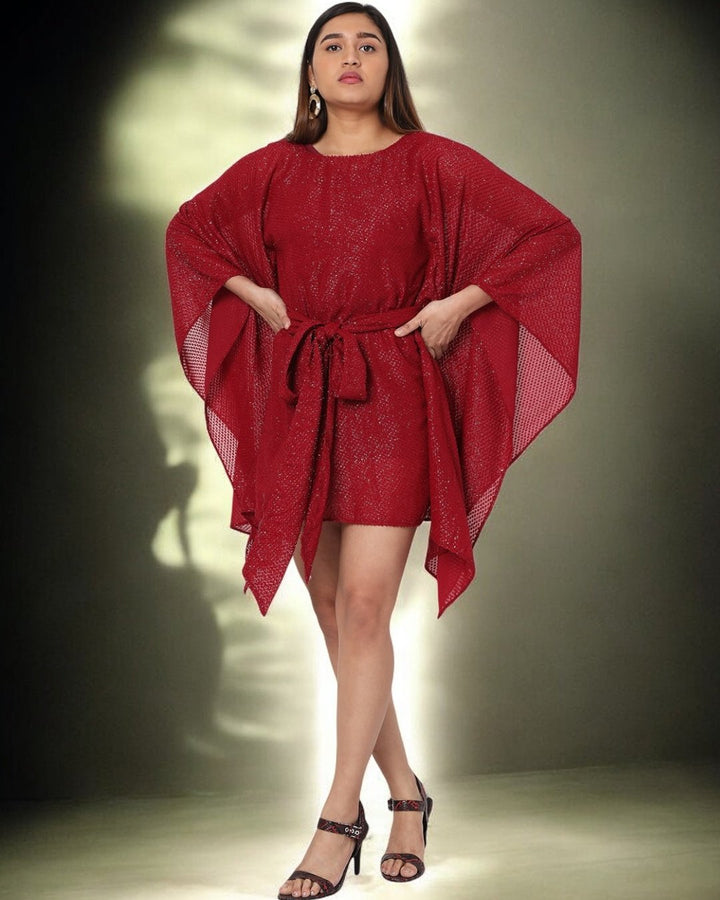 Maroon Shimmer Kaftan