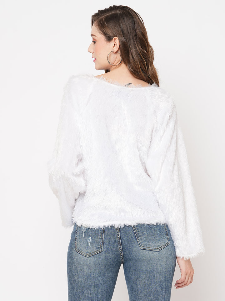 Snow White Faux Fur Sweatshirt