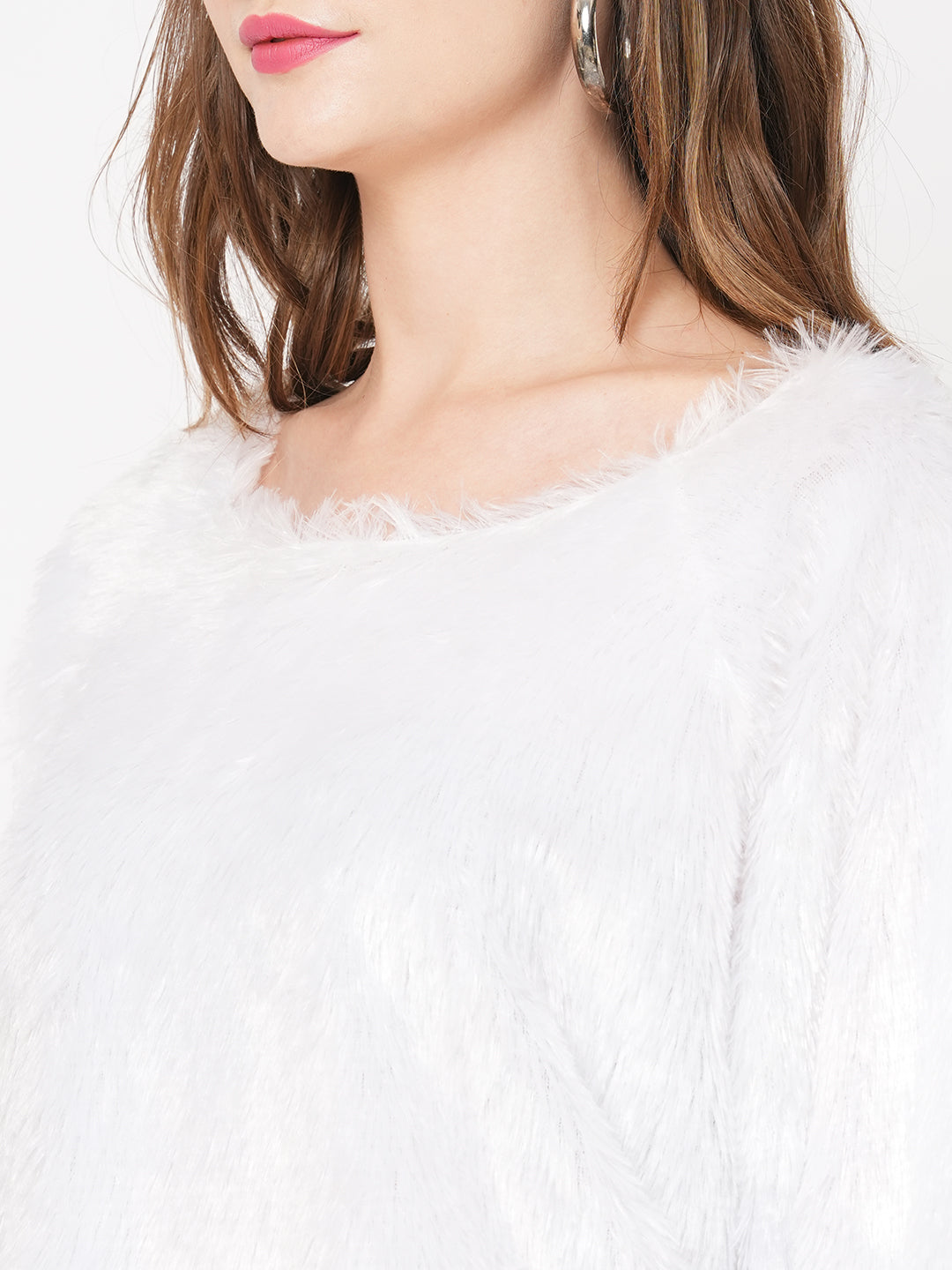 Snow White Faux Fur Sweatshirt – #ASHTAG - Main Image