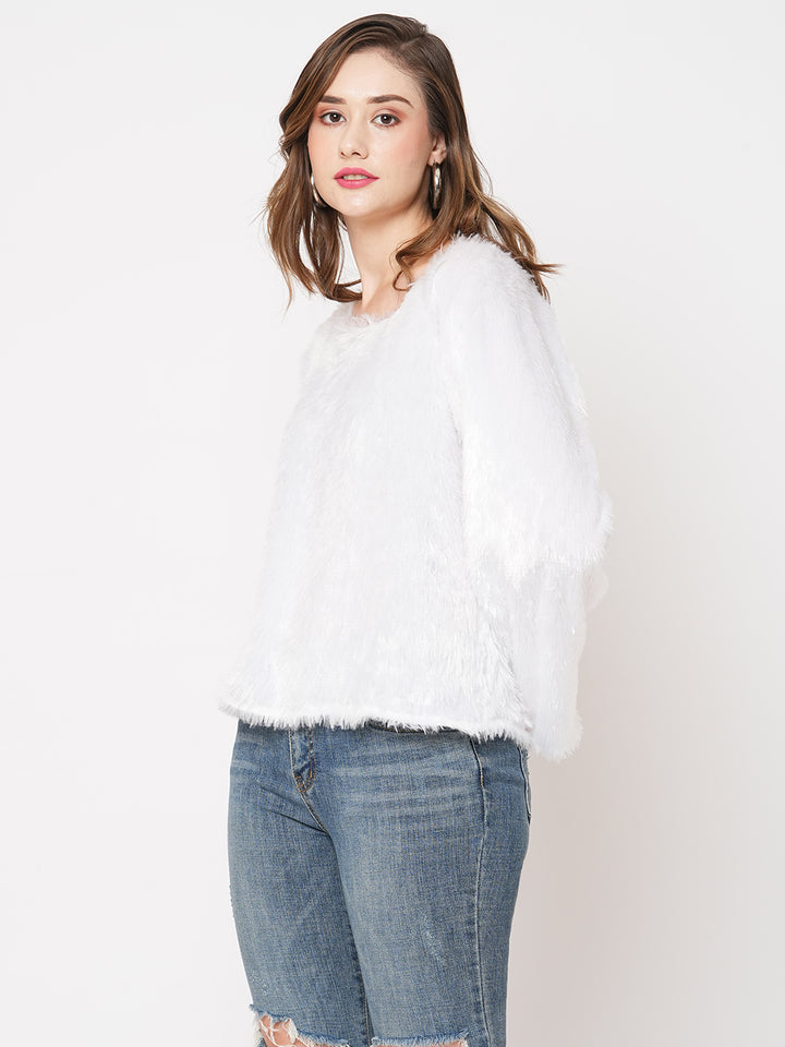 Snow White Faux Fur Sweatshirt