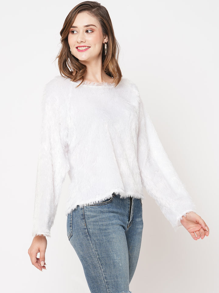 Snow White Faux Fur Sweatshirt