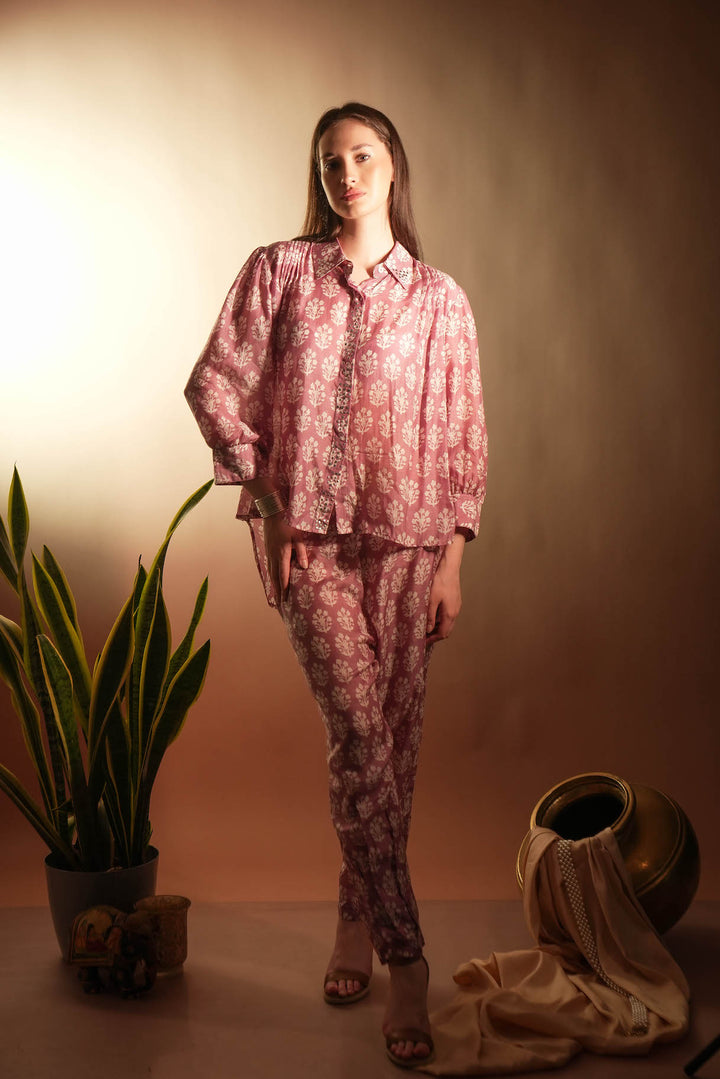 Mauve Muslin Studded Co-ord Set