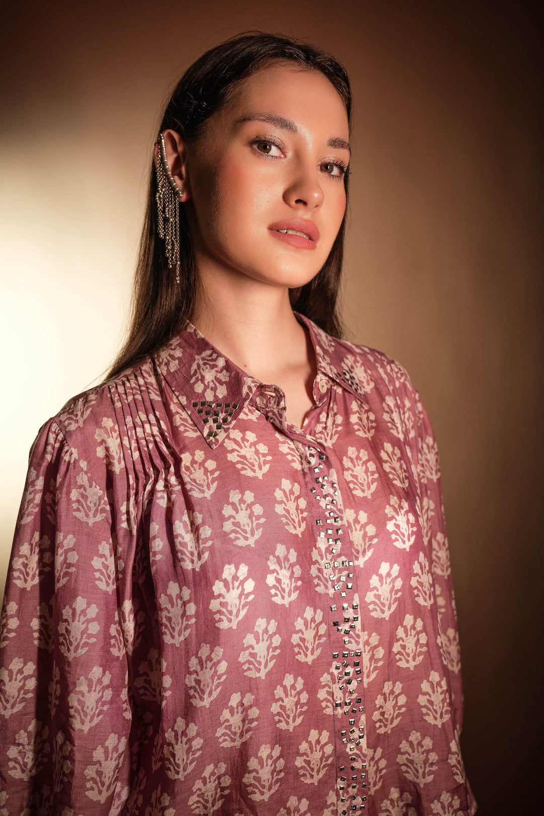 Mauve Muslin Studded Co-ord Set