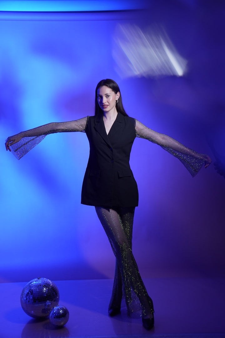 Black Lit Rhinestone Pants