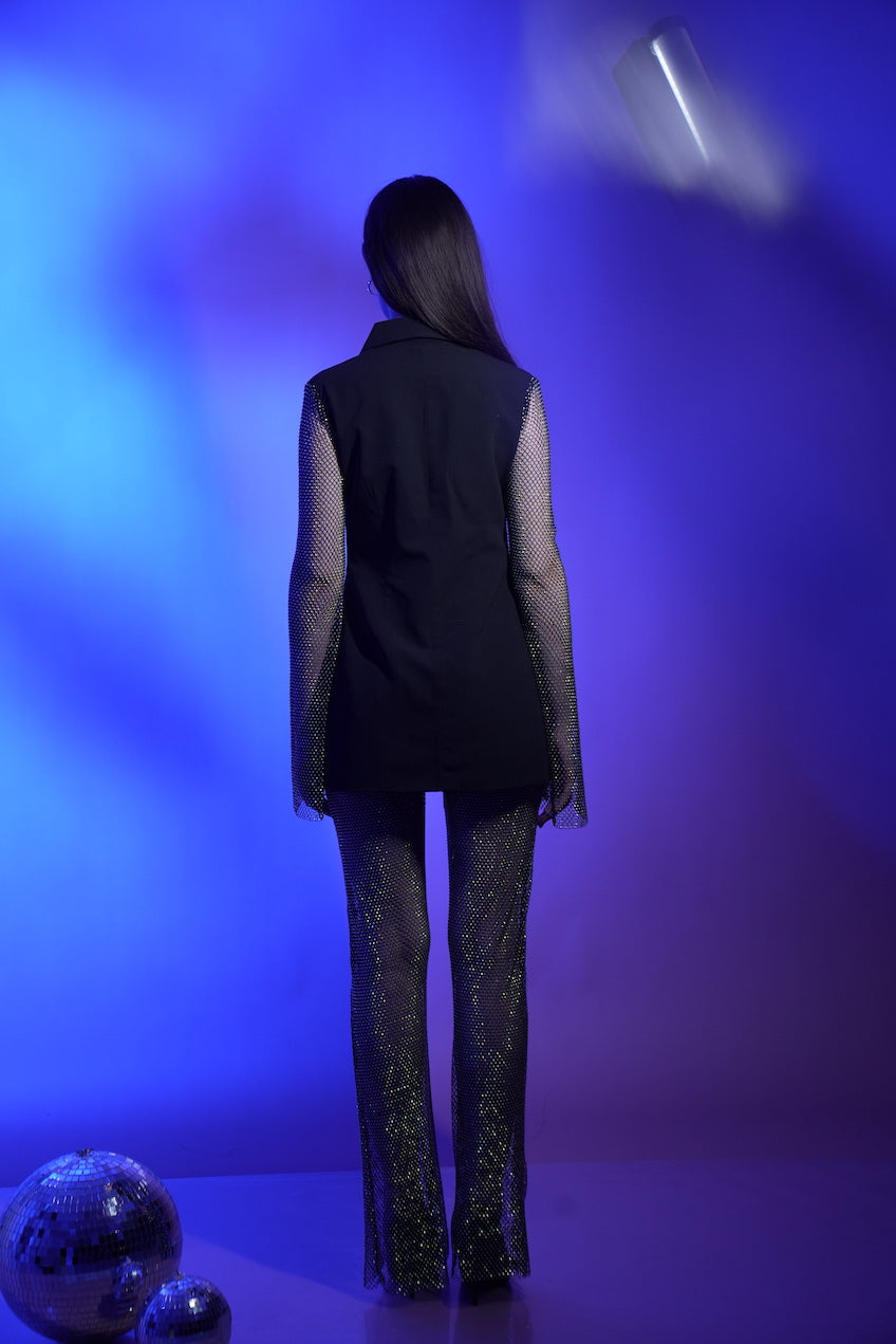 Black Lit Rhinestone Pants