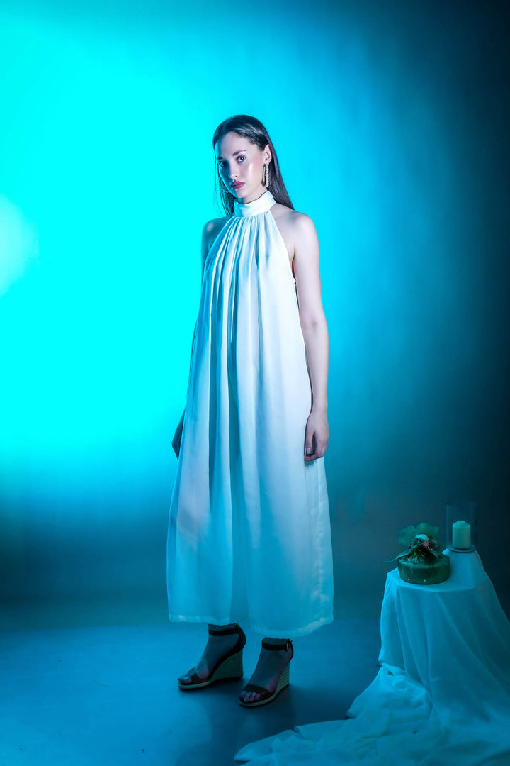 Celestia Pleated White Jumpsuit