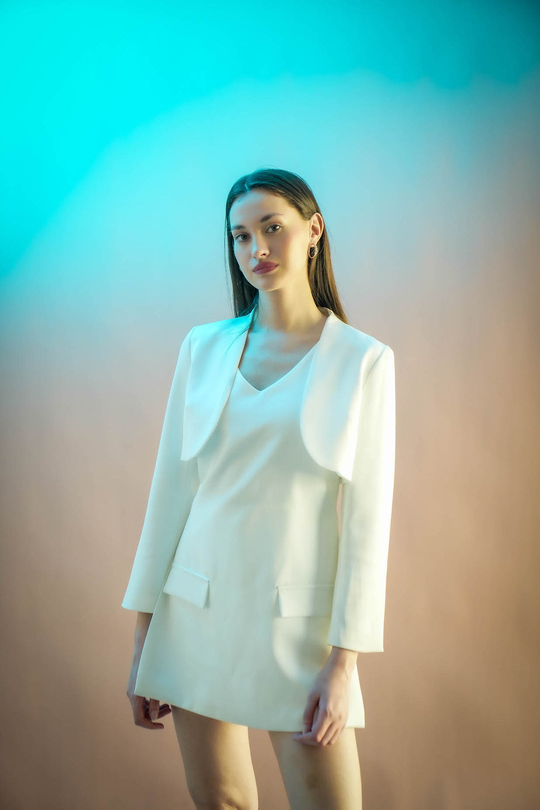 Luna Set – Satin Playsuit Dress & Cropped Blazer