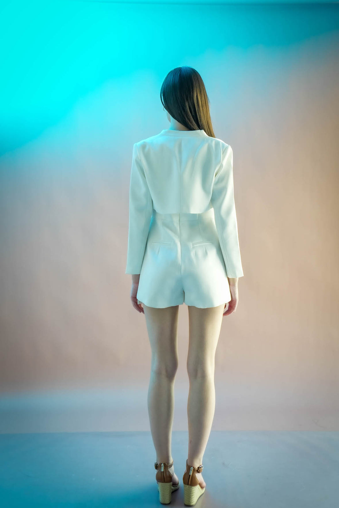 Luna Set – Satin Playsuit Dress & Cropped Blazer