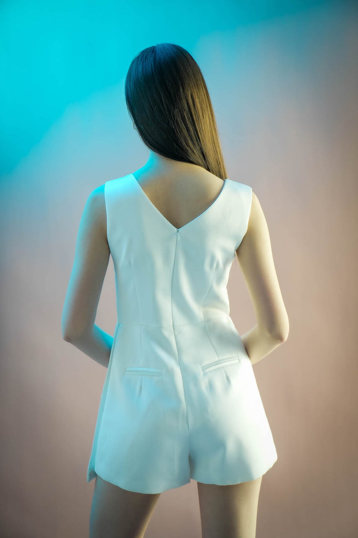 Luna Set – Satin Playsuit Dress & Cropped Blazer