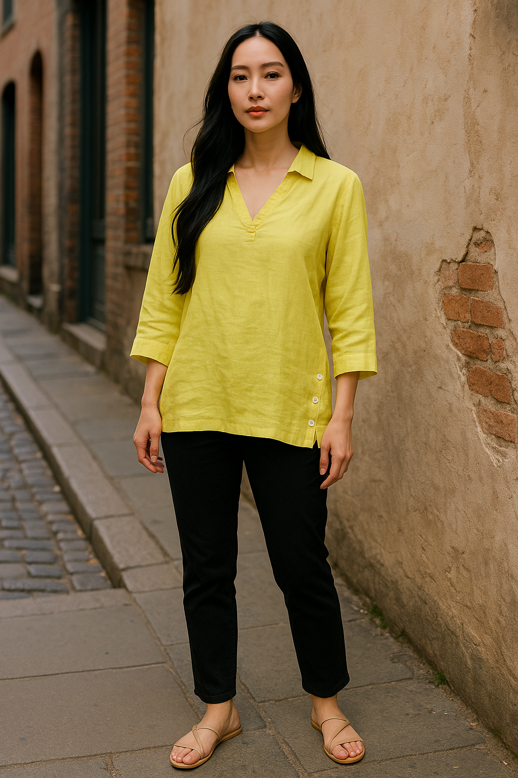 Lime Linen Top