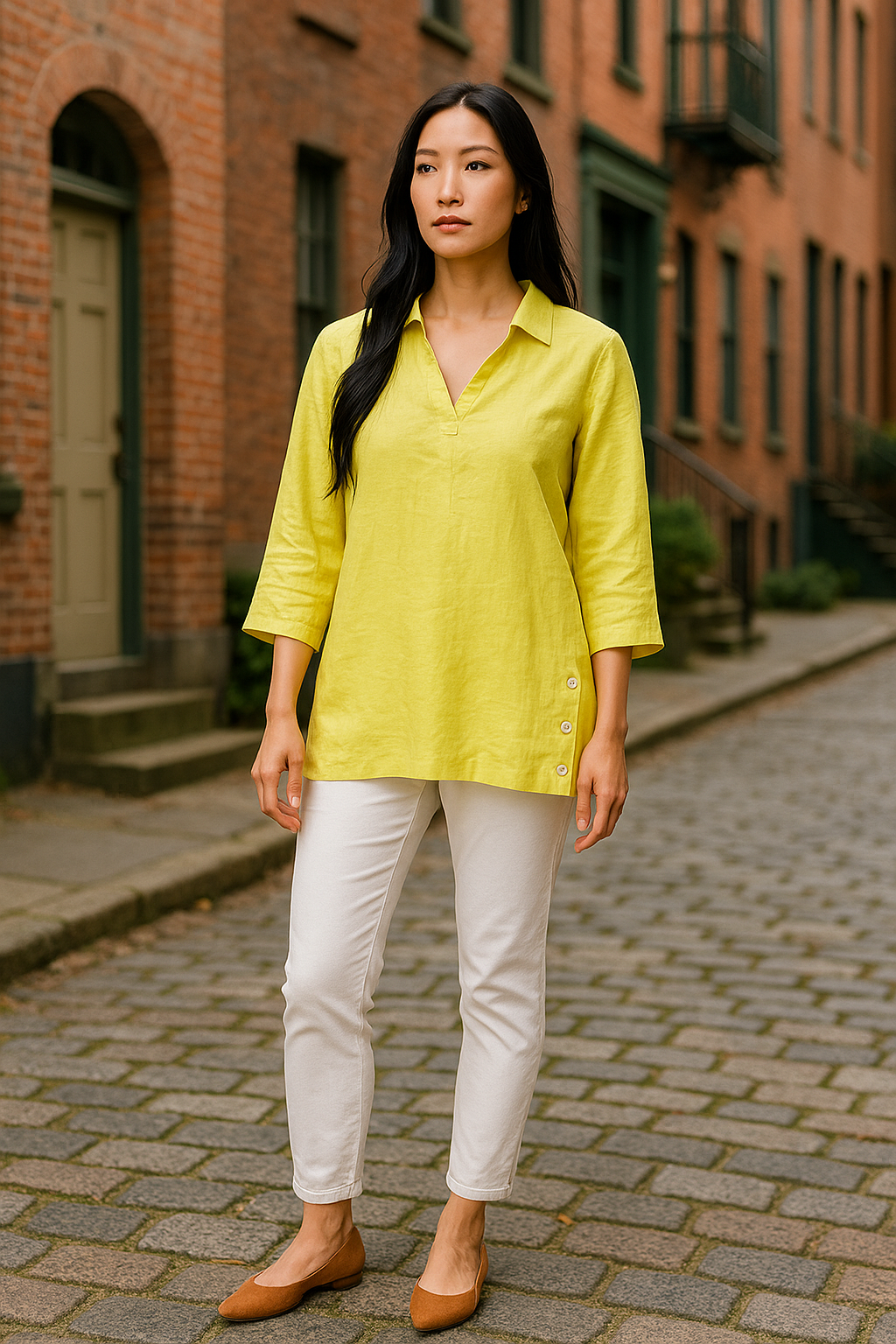 Lime Linen Top