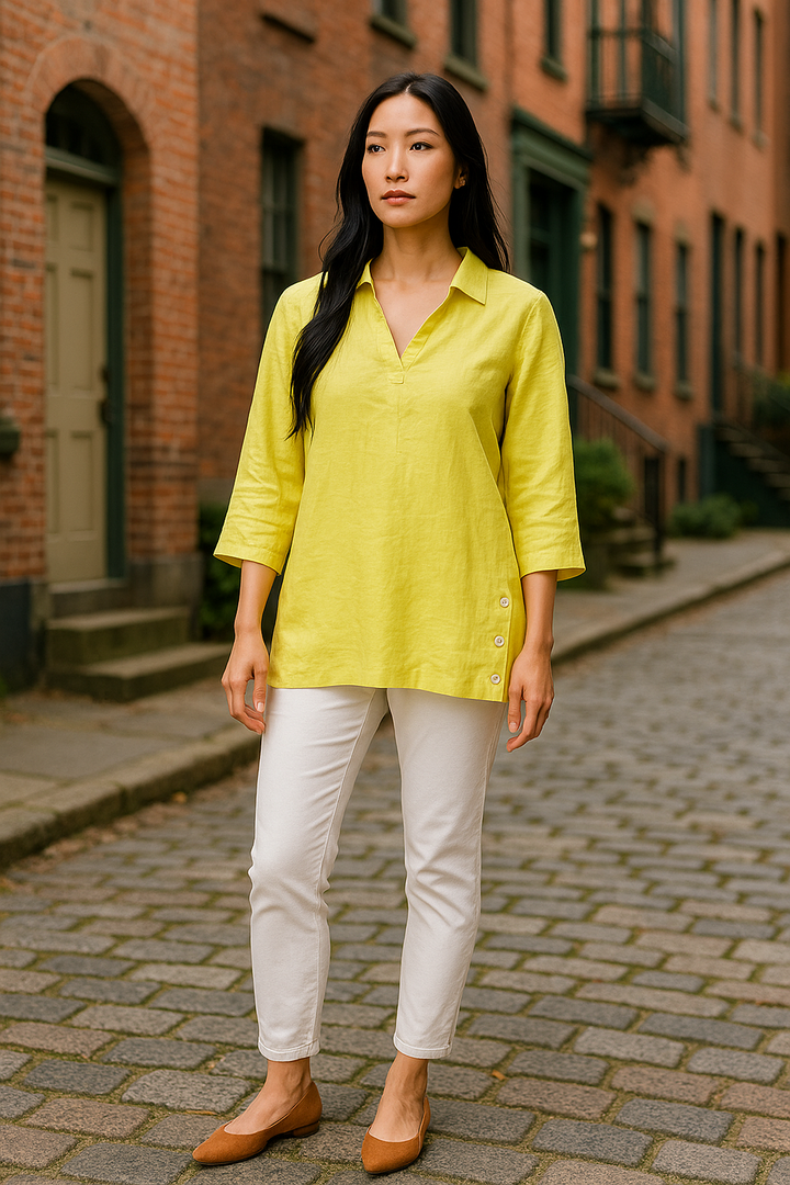 Lime Linen Top