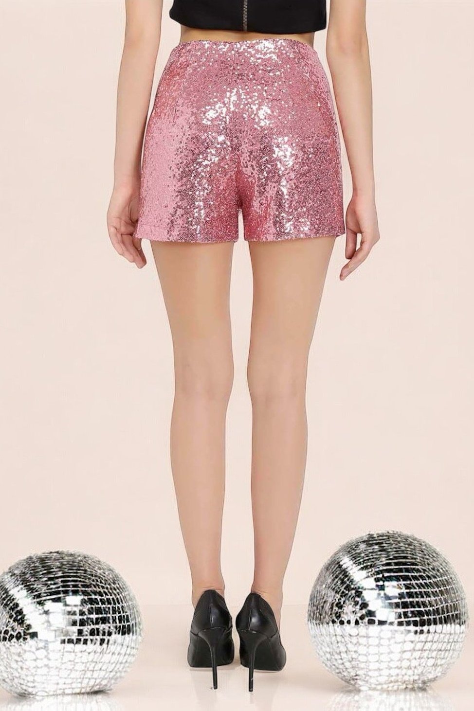 Pink Sequins Shorts