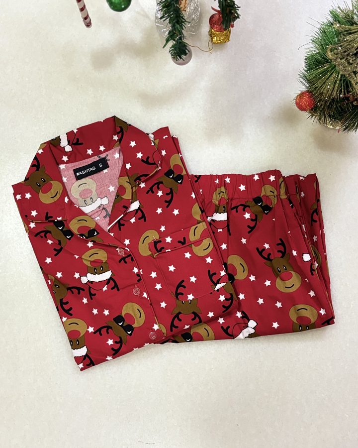 Reindeer Printed Christmas Nightsuit