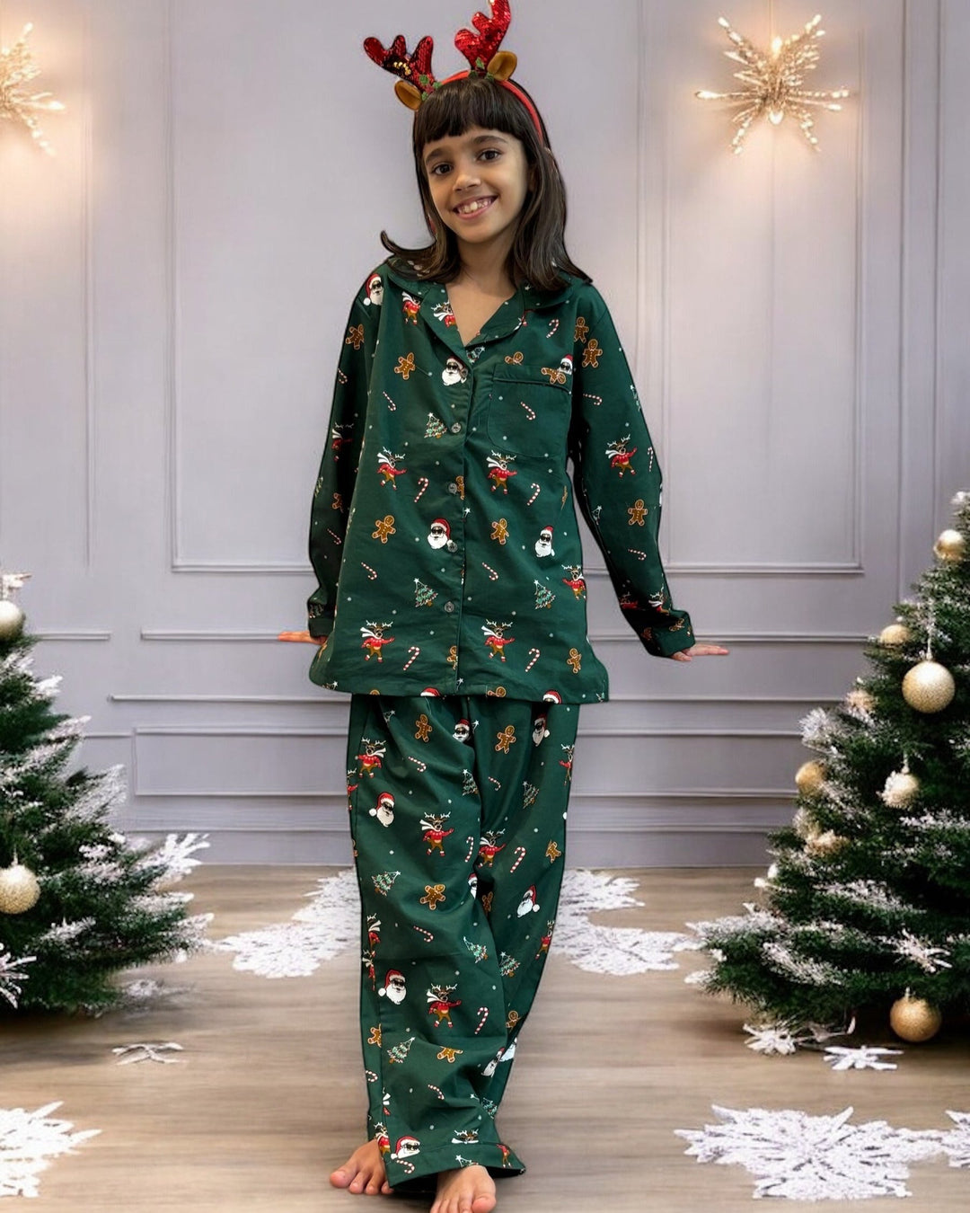 Green Christmas Nightsuit Set