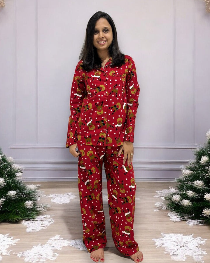 Reindeer Printed Christmas Nightsuit