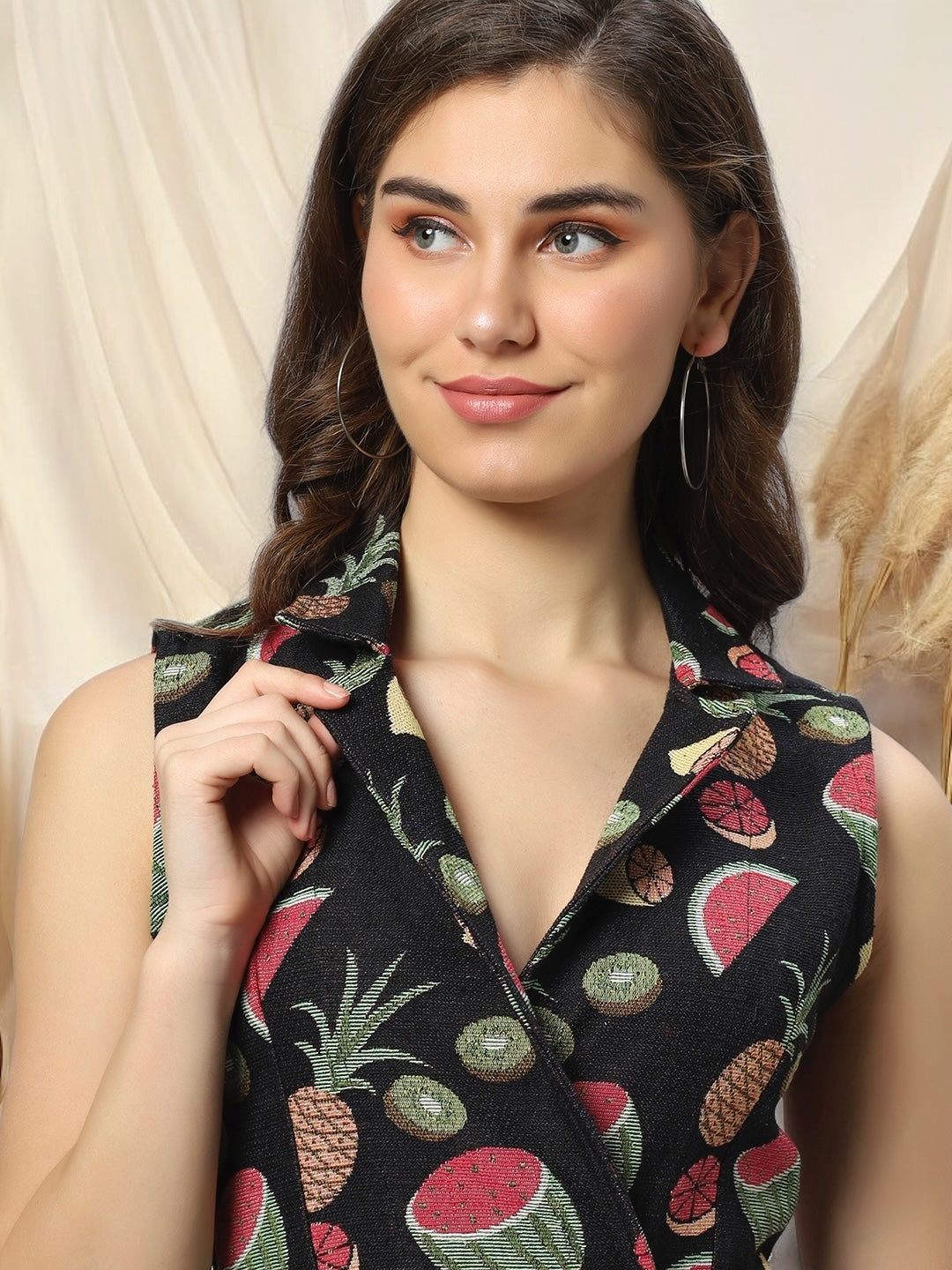 Fruit Print Jacquard Blazer Dress