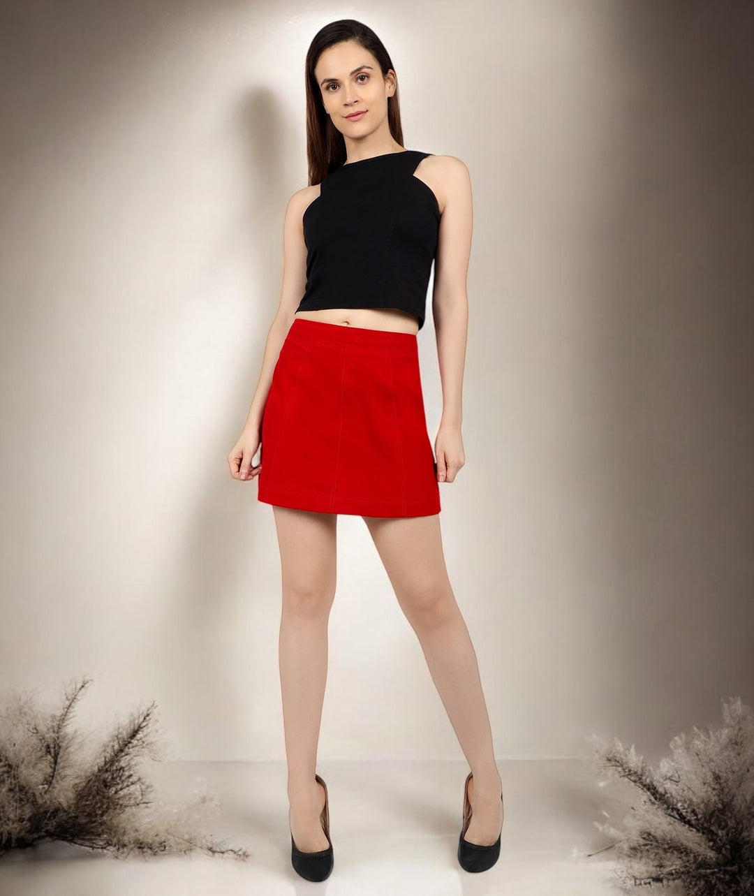 Red Velvet Mini Skirt