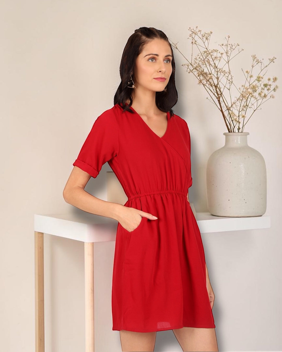Red Wrap Over Dress
