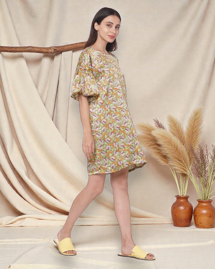 Forest Printed Satin Dress
