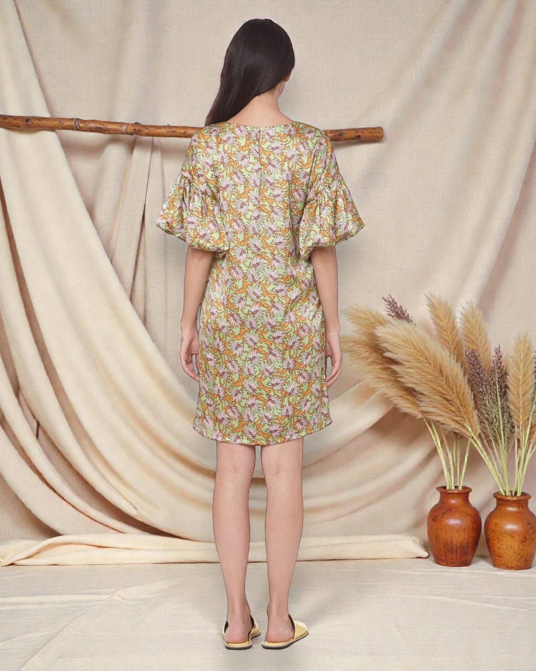 Forest Printed Satin Dress