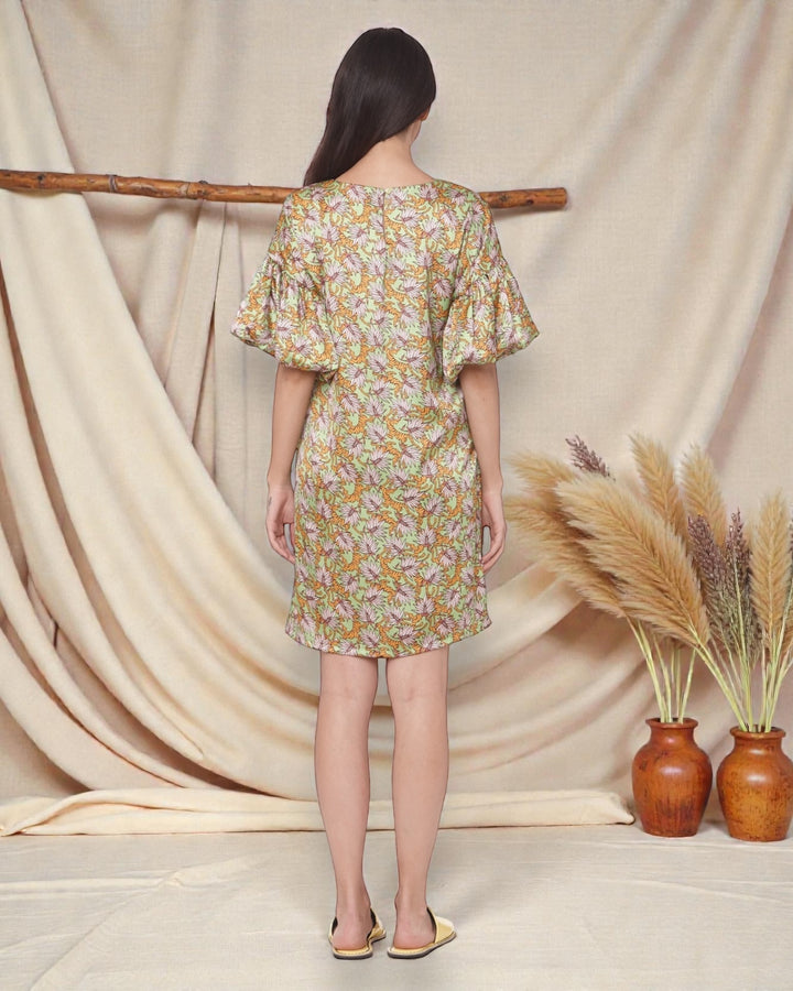 Forest Printed Satin Dress