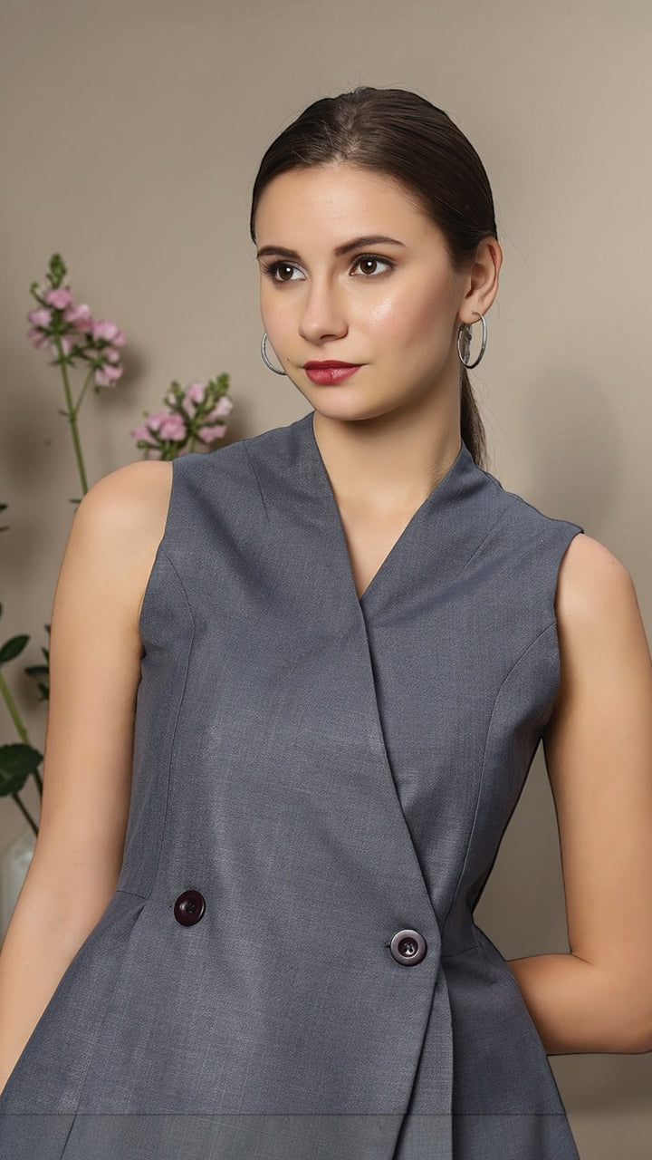 Formal Grey Blazer And Pants Set