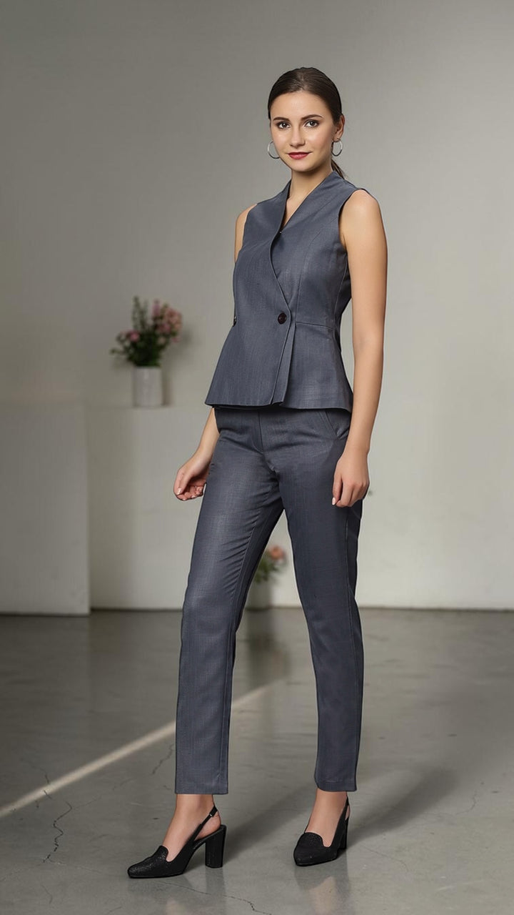 Formal Grey Blazer And Pants Set
