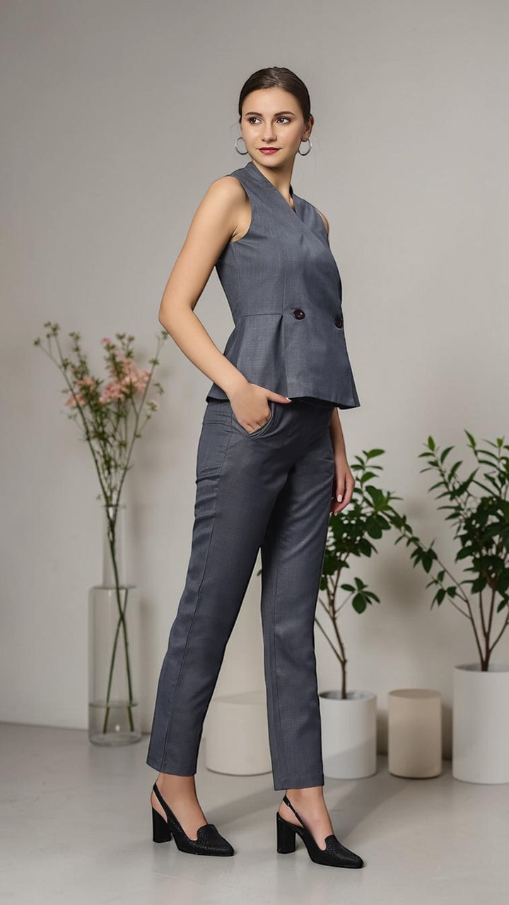 Formal Grey Blazer And Pants Set