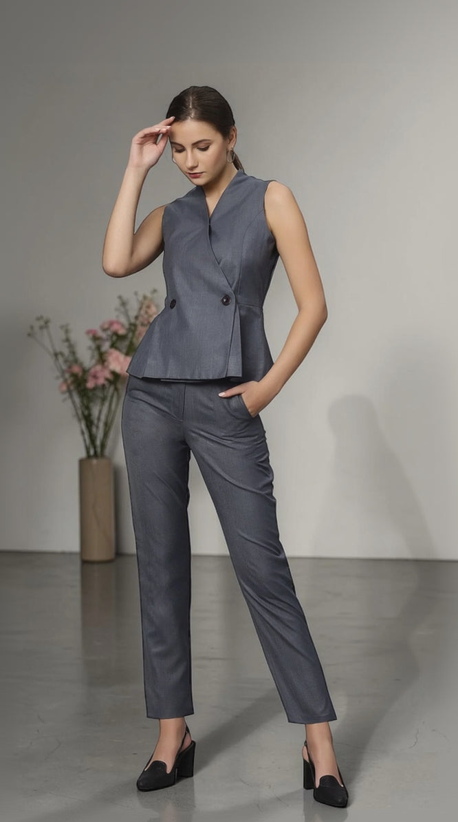 Formal Grey Blazer And Pants Set