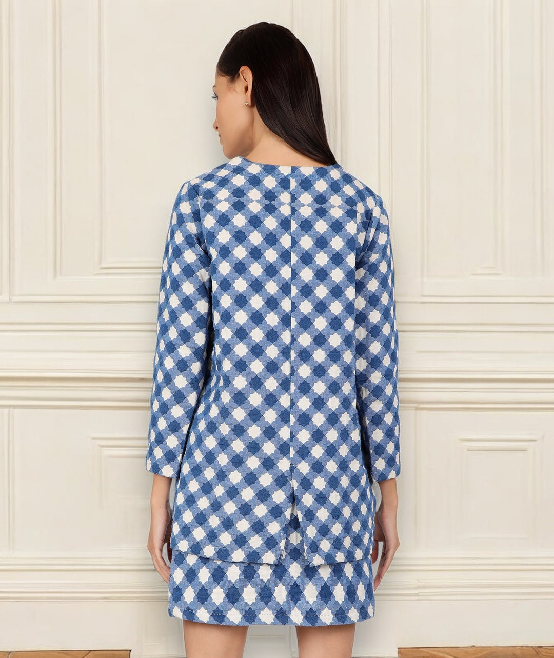 Blue Cloud Jacquard Coat