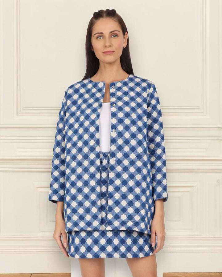 Blue Cloud Jacquard Coat