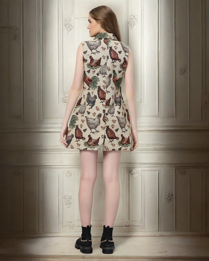 Rooster Jacquard Vegan Dress