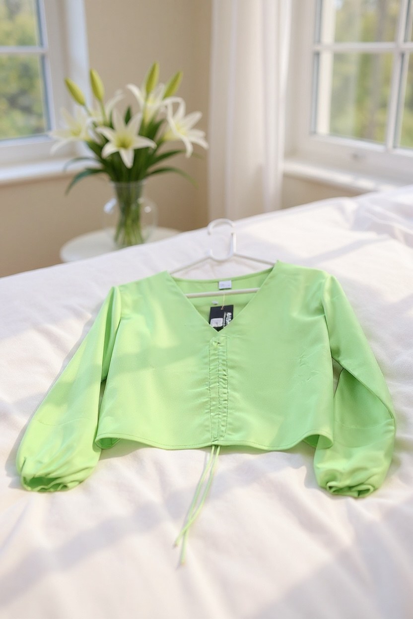 Satin Lime Green Top