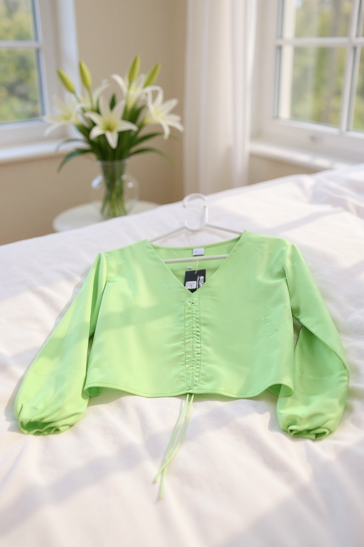 Satin Lime Green Top
