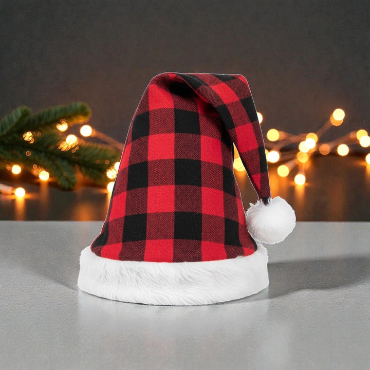 Red Checks Santa Hat