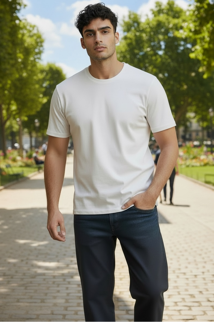 White Round Neck T-shirt