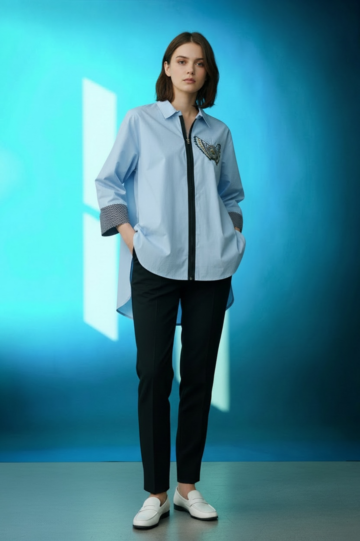 Embellished Angel Wing Statement Shirt