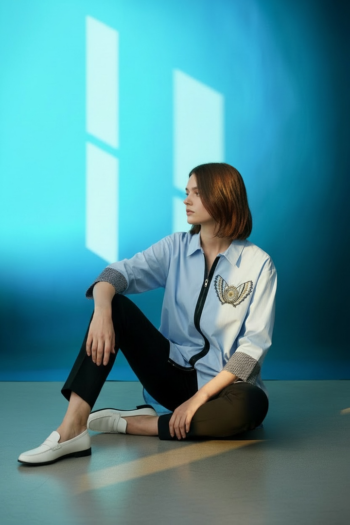 Embellished Angel Wing Statement Shirt