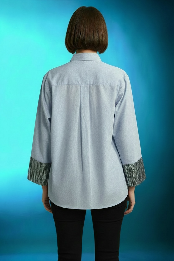 Rhinestone Cuff Zip Shirt
