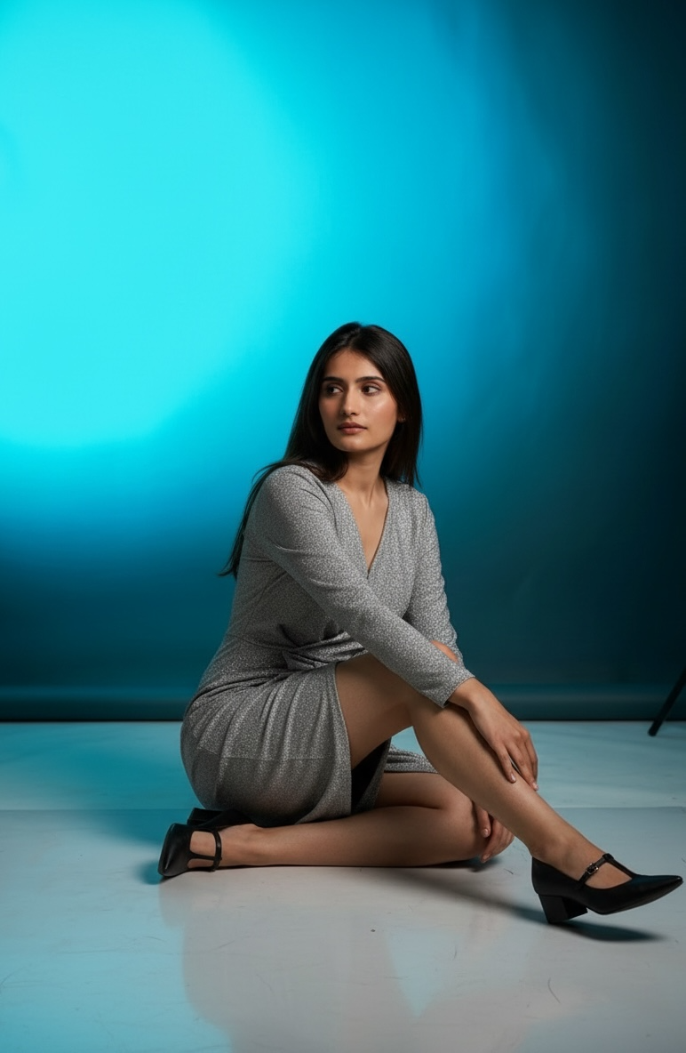 Asymmetrical Shimmer Wrap Dress