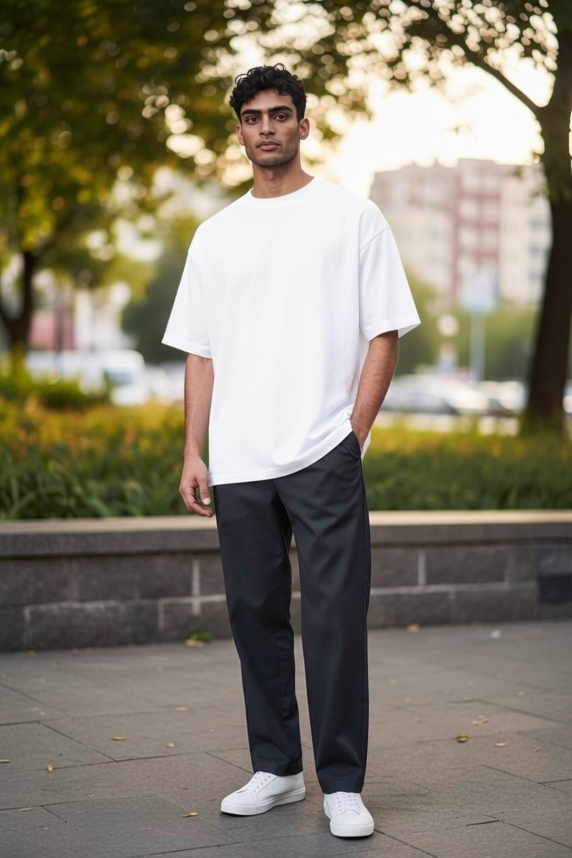 White Oversize Dropped Shoulder T-shirt