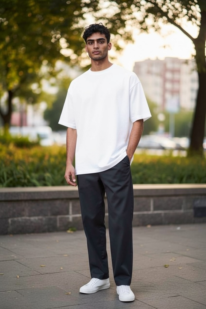 White Oversize Dropped Shoulder T-shirt