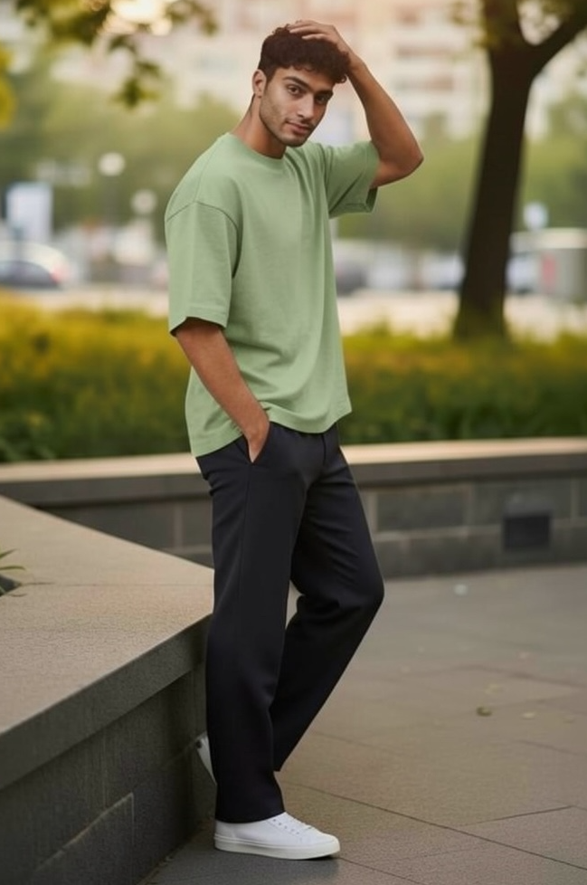 Sage green Dropped Shoulder Oversize T-shirt