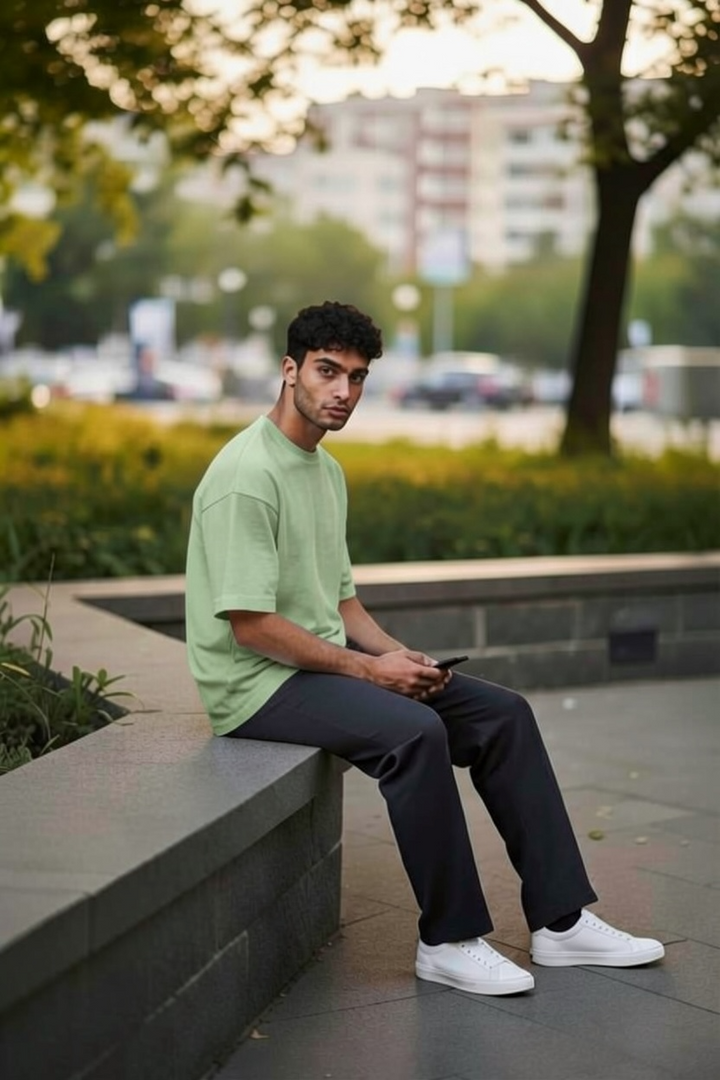 Sage green Dropped Shoulder Oversize T-shirt