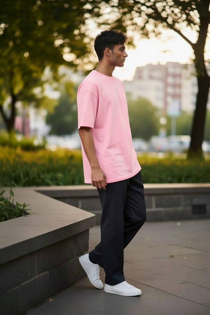 Pink Oversized Dropped Shoulder T-shirt